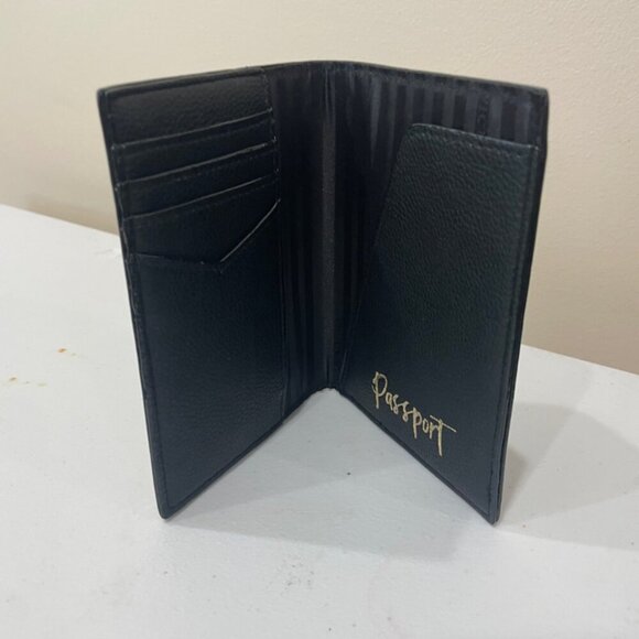 PASSPORT WALLET BLACK EMO VICTORIA SECRET NWT HOLDS CREDIT CARDS MINIMALIST - Picture 3 of 10